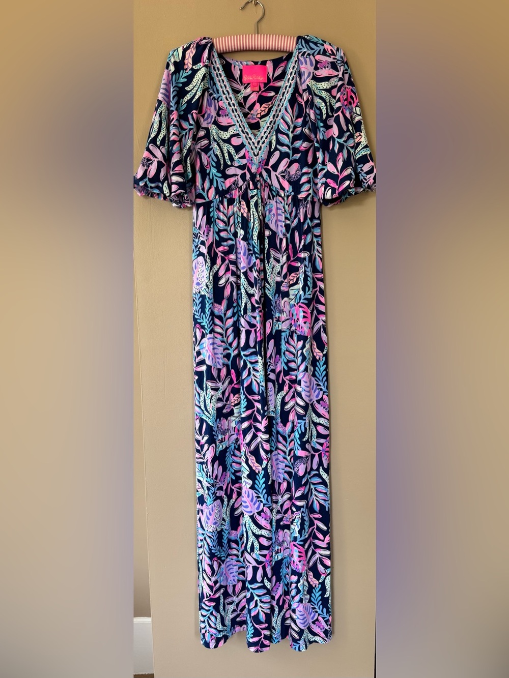Lilly Pulitzer Manuela Maxi Dress in the "Oyster Bay Navy You've Been Spotted